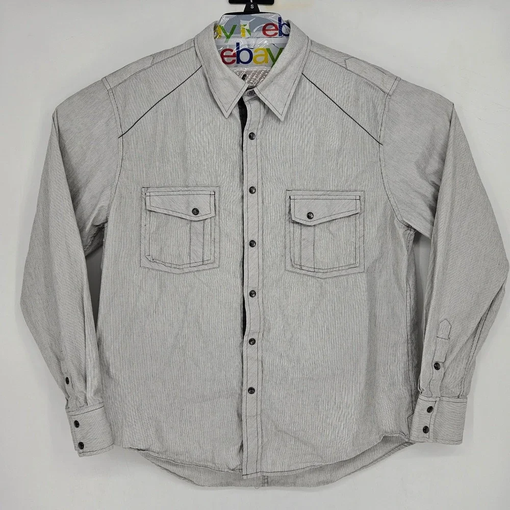 Rock & Roll Cowboy Shirt‎ Mens XL Striped Western Button Up Rodeo Long Sleeve